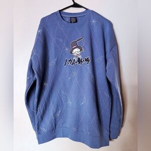 Howle’s Moving Castle Boxlunch blue embroidered crewneck sweatshirt
